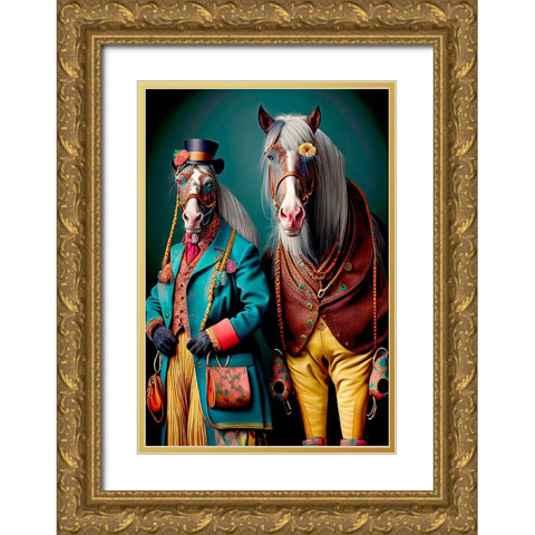 Coloratura XVI Gold Ornate Wood Framed Art Print with Double Matting by Sasha