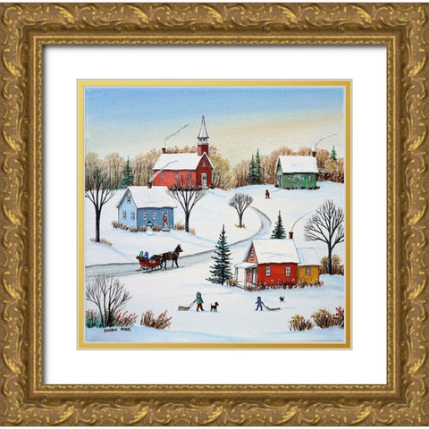 Fresh Snow Gold Ornate Wood Framed Art Print with Double Matting by Mark, Sharon