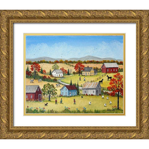 October Gold Ornate Wood Framed Art Print with Double Matting by Mark, Sharon