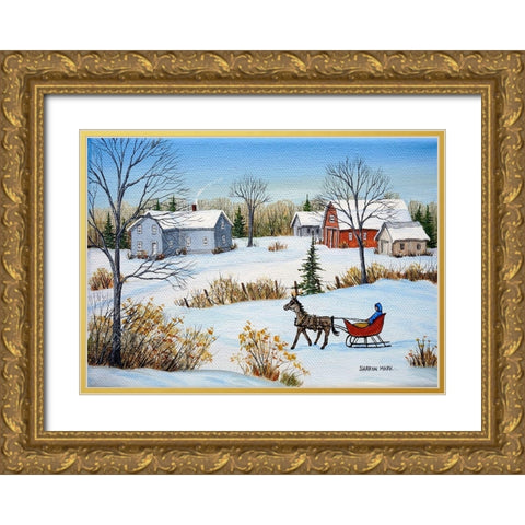 Quiet Winter Day Gold Ornate Wood Framed Art Print with Double Matting by Mark, Sharon