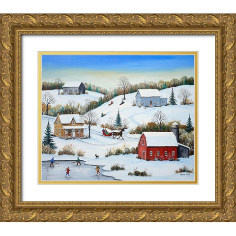 Sunny January Day Gold Ornate Wood Framed Art Print with Double Matting by Mark, Sharon