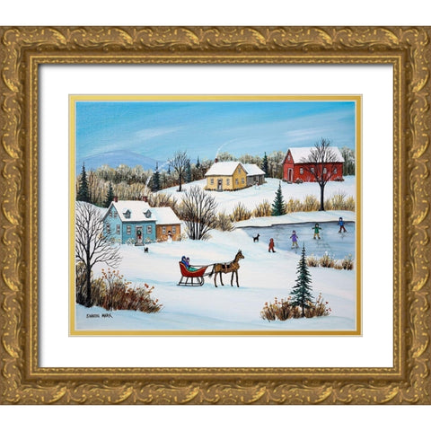 Time for a Sleigh Ride Gold Ornate Wood Framed Art Print with Double Matting by Mark, Sharon