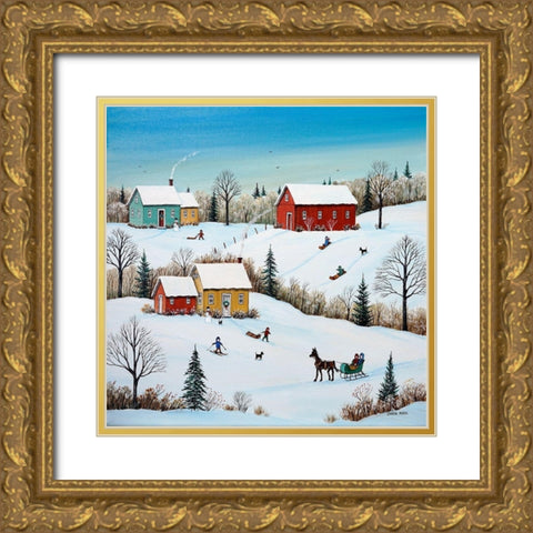 We Love Snow Gold Ornate Wood Framed Art Print with Double Matting by Mark, Sharon