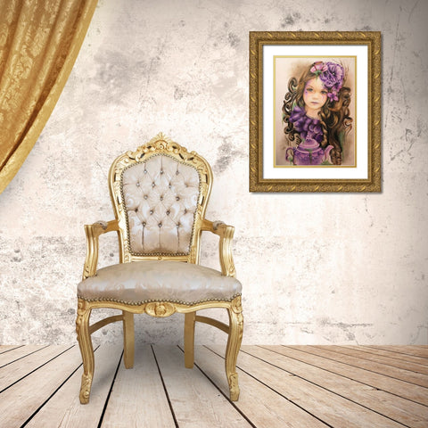 Lavender - Tea Series Gold Ornate Wood Framed Art Print with Double Matting by Sheena Pike Art