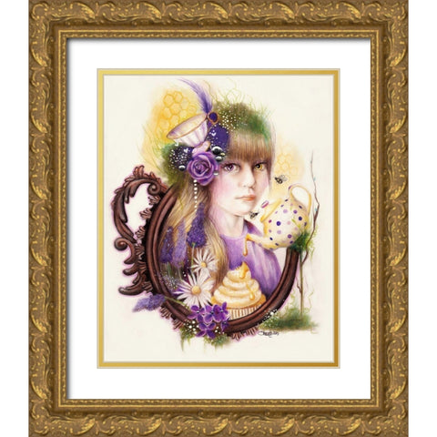 Lavender Honey - Tea Series Gold Ornate Wood Framed Art Print with Double Matting by Sheena Pike Art