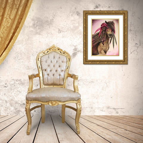Magenta Warrior Gold Ornate Wood Framed Art Print with Double Matting by Sheena Pike Art