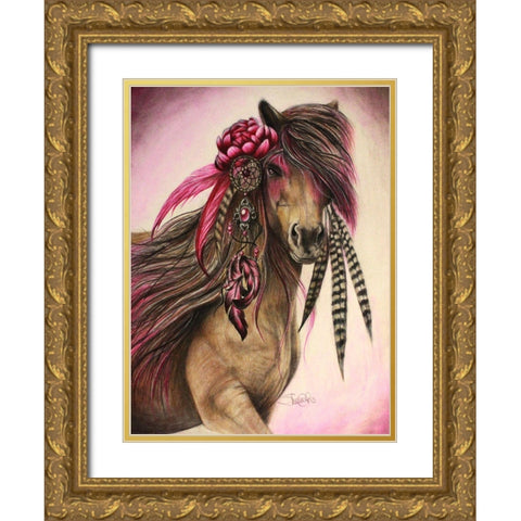 Magenta Warrior Gold Ornate Wood Framed Art Print with Double Matting by Sheena Pike Art