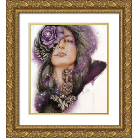 Sweet Sorrow - Malevolent Collection Gold Ornate Wood Framed Art Print with Double Matting by Sheena Pike Art