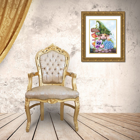 Flowers 4 Sale - Garden Whimzies Gold Ornate Wood Framed Art Print with Double Matting by Sheena Pike Art