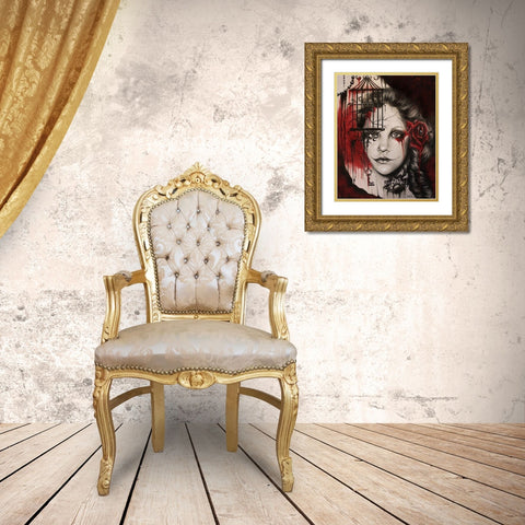 Inner Demons - Malevolent Collection Gold Ornate Wood Framed Art Print with Double Matting by Sheena Pike Art