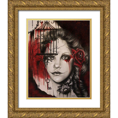 Inner Demons - Malevolent Collection Gold Ornate Wood Framed Art Print with Double Matting by Sheena Pike Art