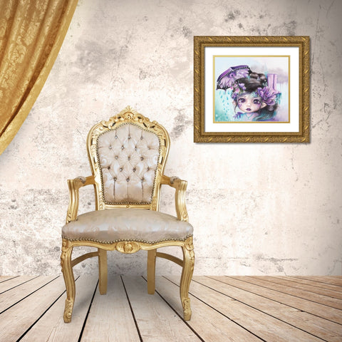 Gloomy Gertrude - MunchkinZ Elf Gold Ornate Wood Framed Art Print with Double Matting by Sheena Pike Art