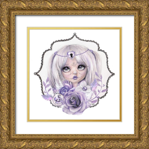 Sugar Sweeties - Lavender Grey Gold Ornate Wood Framed Art Print with Double Matting by Sheena Pike Art