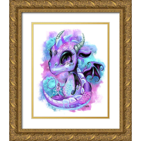 Lil DragonZ Element Series Wind Gold Ornate Wood Framed Art Print with Double Matting by Sheena Pike Art