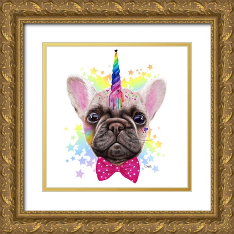 FrenchiCorn Gold Ornate Wood Framed Art Print with Double Matting by Sheena Pike Art