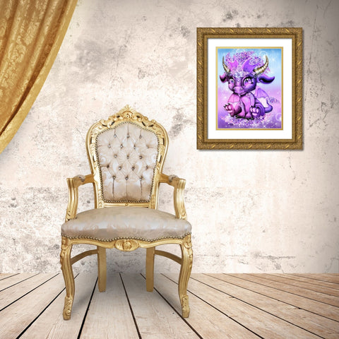 Lilac - Lil DragonZ Gold Ornate Wood Framed Art Print with Double Matting by Sheena Pike Art
