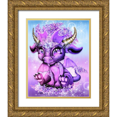 Lilac - Lil DragonZ Gold Ornate Wood Framed Art Print with Double Matting by Sheena Pike Art