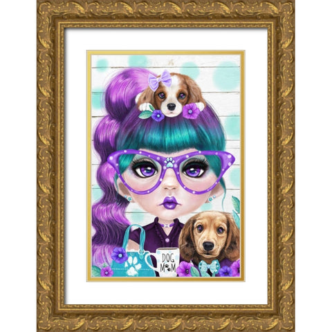 Puppy Loving Petunia - Munchkinz Gold Ornate Wood Framed Art Print with Double Matting by Sheena Pike Art