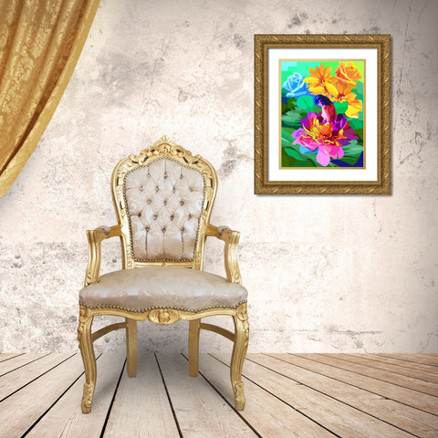 My Flowers No 01 Gold Ornate Wood Framed Art Print with Double Matting by Pansanit, Surapol
