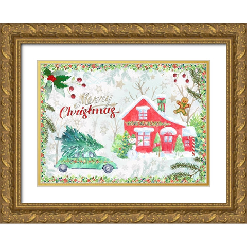 Home for the Holidays Gold Ornate Wood Framed Art Print with Double Matting by The Font Diva