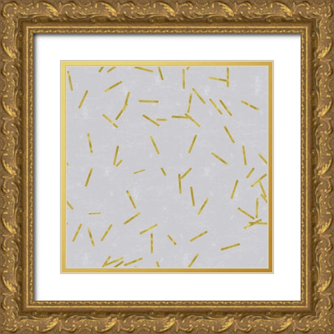 Grey Linen Golden Matchstick Confetti Gold Ornate Wood Framed Art Print with Double Matting by Lavoie, Tina