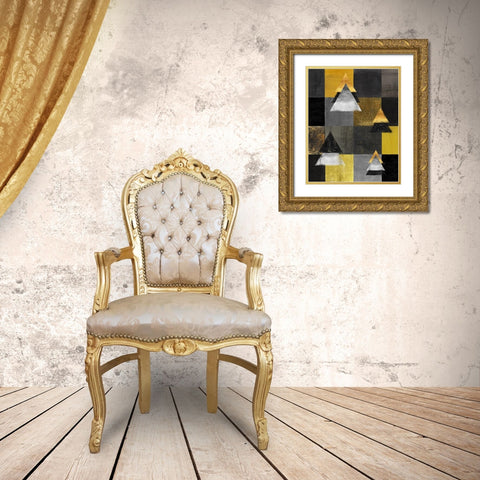 Abstract Christmas Trees card Gold Ornate Wood Framed Art Print with Double Matting by Lavoie, Tina