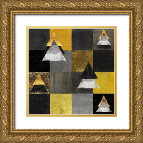 Abstract Christmas Trees Gold Ornate Wood Framed Art Print with Double Matting by Lavoie, Tina