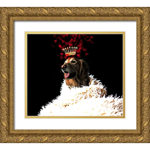 Royal Love Pup - Golden Retriever Gold Ornate Wood Framed Art Print with Double Matting by Lavoie, Tina
