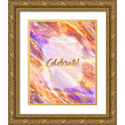 Energy Celebrate Greeting Card Gold Ornate Wood Framed Art Print with Double Matting by Lavoie, Tina