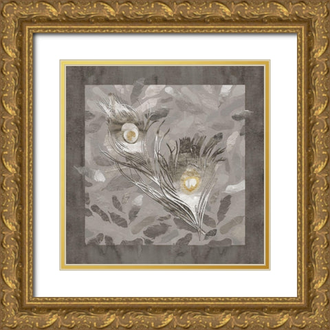 Platinum Feathers Gold Ornate Wood Framed Art Print with Double Matting by Lavoie, Tina