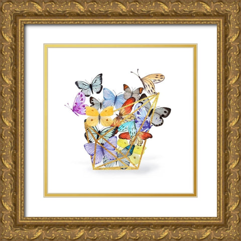 Butterfly Terrarium Gold Ornate Wood Framed Art Print with Double Matting by Lavoie, Tina