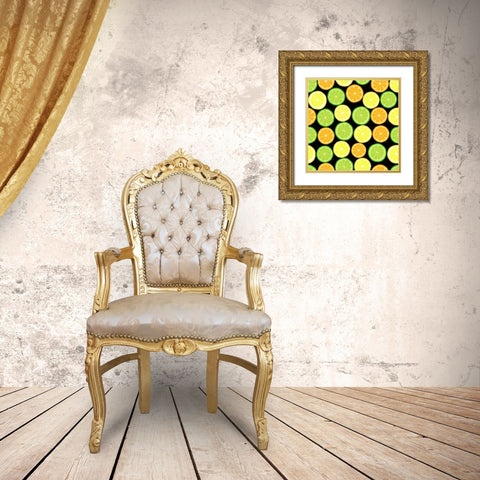 Citrus on Black Gold Ornate Wood Framed Art Print with Double Matting by Lavoie, Tina