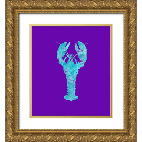 Sponge Lobster Aqua Gold Ornate Wood Framed Art Print with Double Matting by Lavoie, Tina