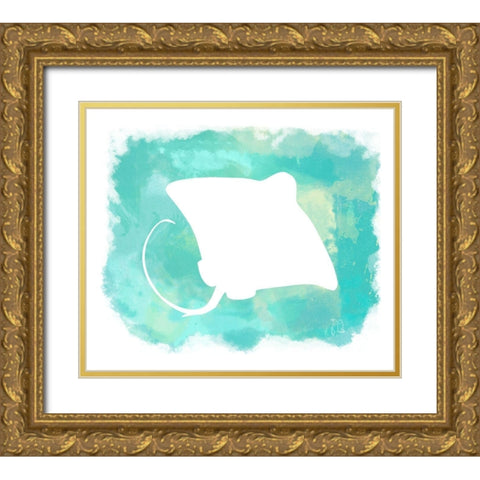 Heart of the Sea Manta Ray Gold Ornate Wood Framed Art Print with Double Matting by Lavoie, Tina