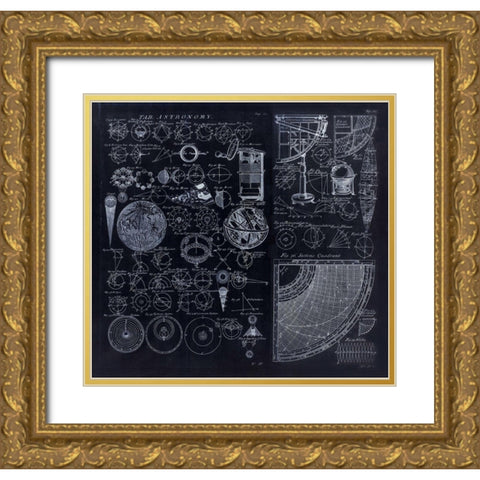 Astronomy Diagrams From 1728 Gold Ornate Wood Framed Art Print with Double Matting by Lavoie, Tina