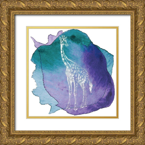 Color Spot Safari Animals Giraffe Gold Ornate Wood Framed Art Print with Double Matting by Lavoie, Tina