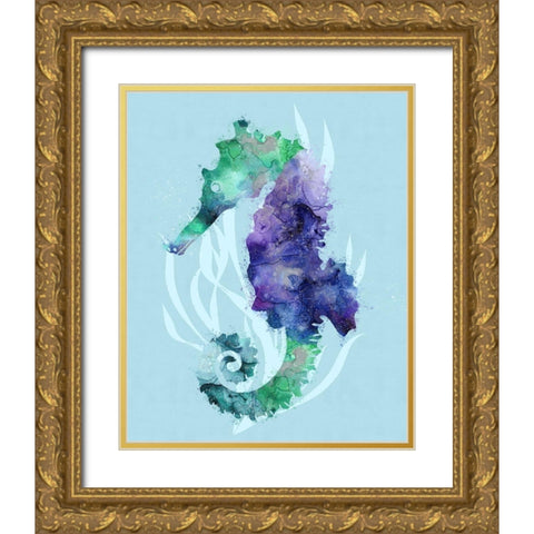 Mystical Seahorse Gold Ornate Wood Framed Art Print with Double Matting by Lavoie, Tina