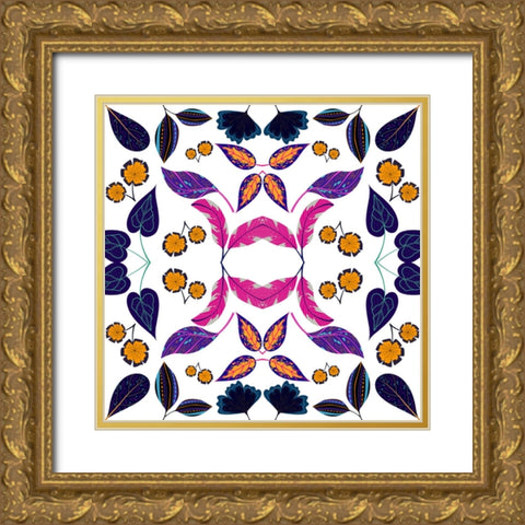 Falling Leaves Gold Ornate Wood Framed Art Print with Double Matting by Mitchell, Tina