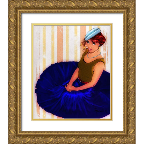 Cobalt Gold Ornate Wood Framed Art Print with Double Matting by TMBorenstein