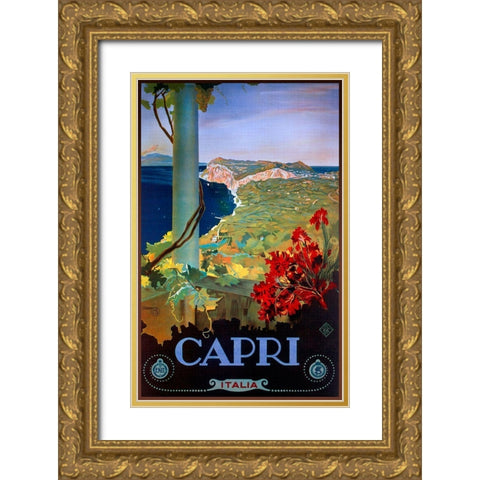 Capri Italia Gold Ornate Wood Framed Art Print with Double Matting by Vintage Apple Collection