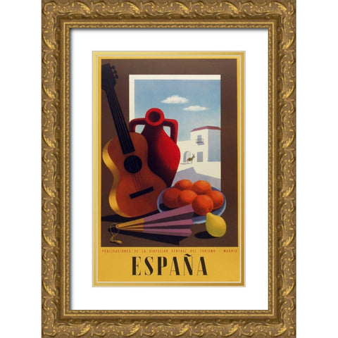 Espana Gold Ornate Wood Framed Art Print with Double Matting by Vintage Apple Collection