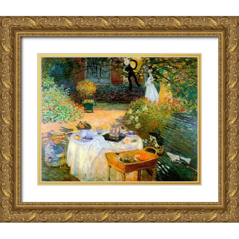 Monet-A Luncheon Gold Ornate Wood Framed Art Print with Double Matting by Vintage Apple Collection