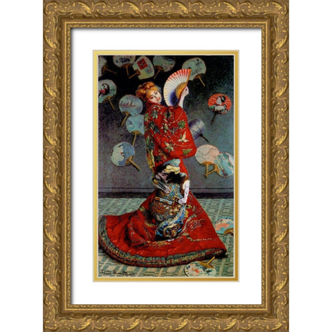 Monet-Japanese Dress Gold Ornate Wood Framed Art Print with Double Matting by Vintage Apple Collection