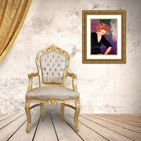 Mistinguette II Gold Ornate Wood Framed Art Print with Double Matting by Vintage Apple Collection