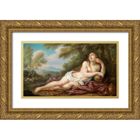 Casali-Magdalene Gold Ornate Wood Framed Art Print with Double Matting by Vintage Apple Collection
