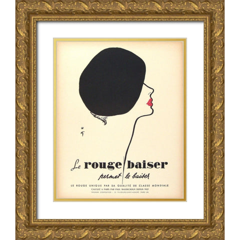 Le Rouge Baiser Gold Ornate Wood Framed Art Print with Double Matting by Vintage Apple Collection