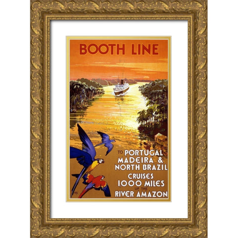 Trav Booth Line Gold Ornate Wood Framed Art Print with Double Matting by Vintage Apple Collection