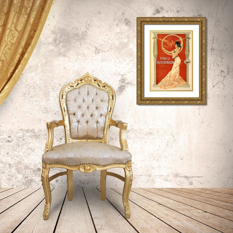 Pneu Hutchinson Gold Ornate Wood Framed Art Print with Double Matting by Vintage Apple Collection