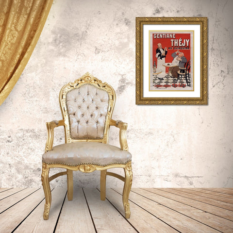 Gentiane Thejy Quinquina Gold Ornate Wood Framed Art Print with Double Matting by Vintage Apple Collection