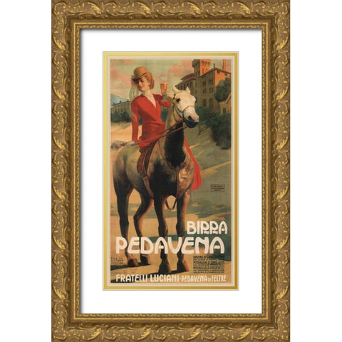 Pedavena Beer Italian Gold Ornate Wood Framed Art Print with Double Matting by Vintage Apple Collection